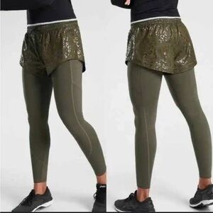 Athleta Rainier 2in 1 Tight Green Leggings